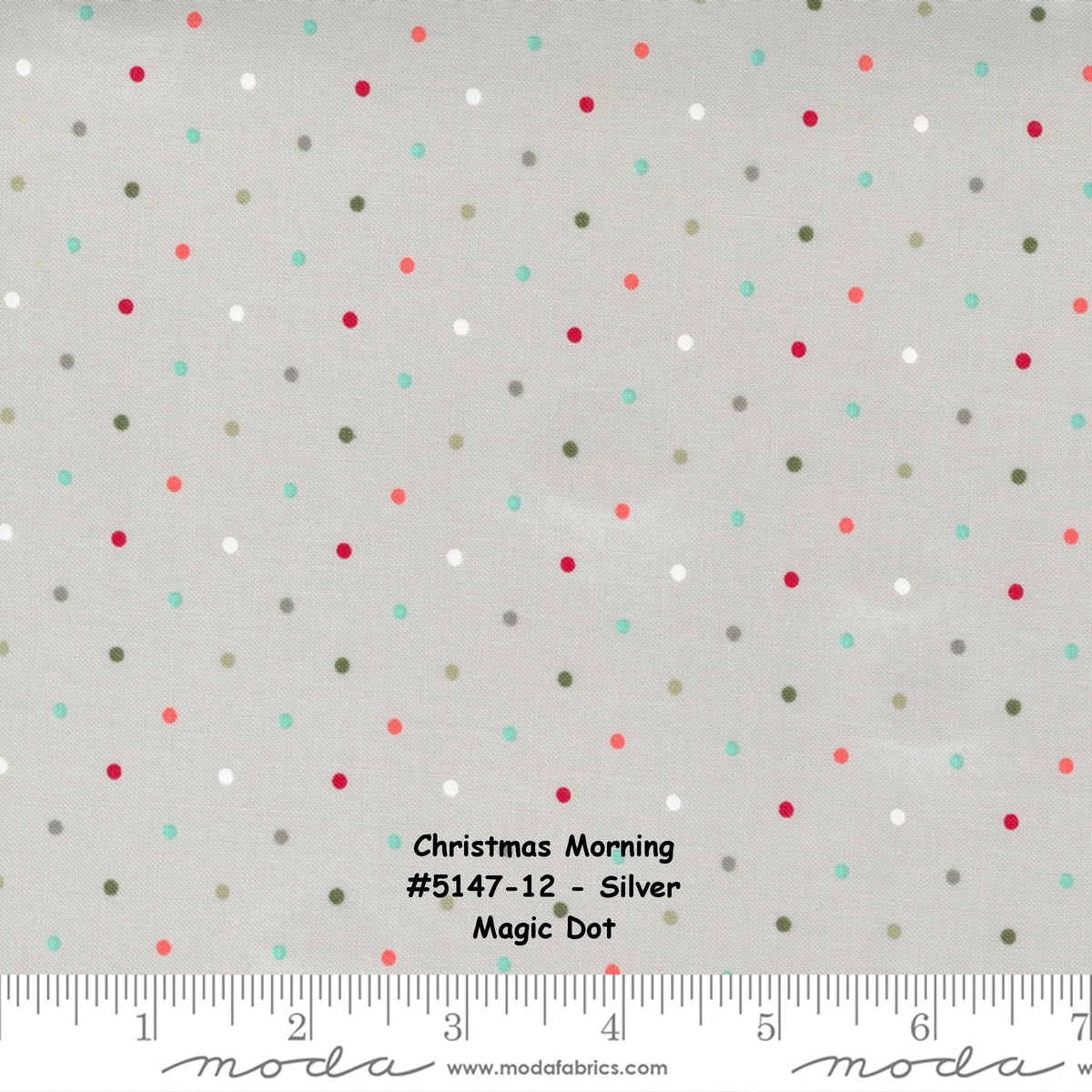 CHRISTMAS MORNING - 5148-11 - Snow - Yuletide Stripe - by Lella Boutique  for Moda - Polka Dot - Christmas - Holiday - Binding