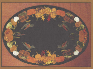 Pattern: AUTUMN'S GLORY TABLE Mat by Lisa Bongean of Primitive Gatherings - Table Mat - Fall - Applique - Wool - Flannel - Pumpkins
