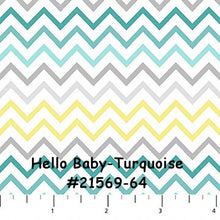 Load image into Gallery viewer, SALE - Hello Baby FLANNEL - One Yard - #F21568-64 - Words -  Baby Flannel by Northcott - Turquoise - Juvenile - Baby - Mommy and Me - Blue
