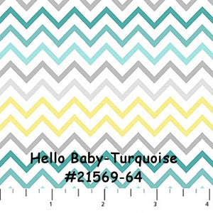 SALE -HELLO BABY - 1/2 Yard - #9000-10 - Solid White Flannel -  Baby Flannel by Northcott - Juvenile - Baby - Mommy and Me -Blue-Green- Gray