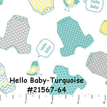 Load image into Gallery viewer, SALE -HELLO BABY - 1/2 Yard - #9000-10 - Solid White Flannel -  Baby Flannel by Northcott - Juvenile - Baby - Mommy and Me -Blue-Green- Gray
