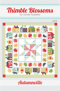 PATTERN:  Autumnville - TBL230 - by Thimble Blossoms -Camille Roskelley-Fat Quarter Friendly- Modern - Houses - Fall - Star - Leave - Birds