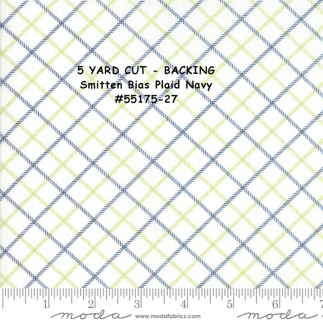 BACKING - 5 Yard Cut - SMITTEN by Bonnie and Camille for Moda - Smitten Bias Plaid - Navy - #55175-27 - Bias Plaid - Navy - Bindings