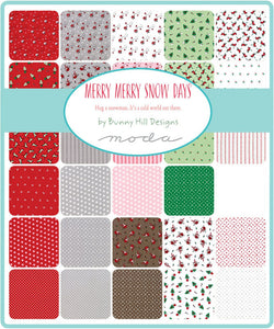MERRY MERRY SNOW Days - #2943-14 - Skating Days - White  -1/2 Yard - Bunny Hill Designs for Moda-Christmas - Holiday - Winter -Snowmen - Red