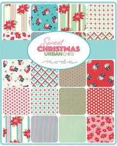 SWEET CHRISTMAS - by Urban Chiks - #31150-14 - Poinsettia Stripe - Light Green - Spearmint - One Half Yard - Moda -Quilt Kit-Backing-Vintage