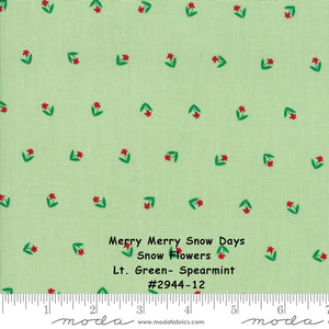 MERRY MERRY SNOW Days - #2944-12 - Snow Flowers - Light Green - Spearmint - 1/2 Yard -Bunny Hill Designs for Moda -Christmas- Holiday-Winter