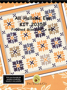 All Hallow's Eve - #20356-16 - Crisscross Ghost - ONE HALF YARD - by Fig Tree - Halloween - Orange - Black - Cream - Ghost - Orange Peel