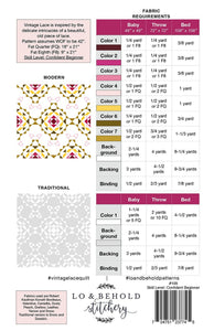 PATTERN: VINTAGE LACE  - lbs-#109 - by Lo and Behold Stitchery - Crib - Throw - Bed  - Quilt Pattern - Mulitiple Sizes - Modern - Two Color