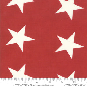 MACKINAC ISLAND - #14889-20 - *** 15" PIECE *** - Large Stars - Red - Minick & Simpson- Moda -White Stars on Red - Quilts of Valor - Remnant