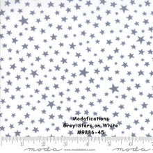 Load image into Gallery viewer, MODAFICATIONS - #9886-45 - Grey Stars on White by Howard Marcus for Moda - Modern - Grey - White - Stars - Modern- Great for Mask Making
