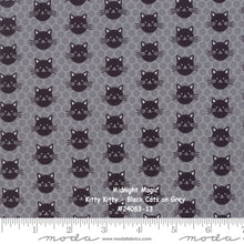 Load image into Gallery viewer, MIDNIGHT MAGIC - #24083-13 - Black Cats on Grey - by April Rosenthal for Moda - One Half Yard - Halloween
