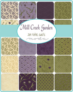 MILL CREEK GARDEN - #2242-22 - Ferns - Ivory - One Half Yard - Dark Green - by Jan Patek for Moda - Purple - Green - Tan - Classic