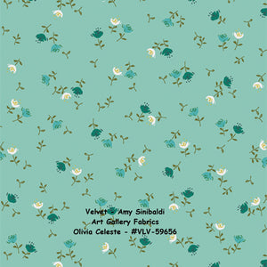 VELVET - ART GALLERY Fabrics - Amy Sinibaldi - Fat Quarters - Fat Quarter Bundle - 12 skus - Modern - Floral Prints - Blue - Gray - Ivory