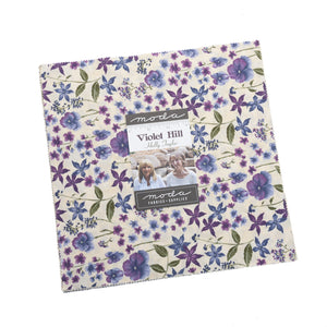 VIOLET HILL - Charm Pack -  #6820-  by Holly Taylor for Moda -  - Classic Color Combo - Green - Purple - Ivory - Floral Print