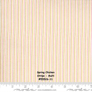 SPRING CHICKEN - #55526-11 - Stripes - Multi - by Sweetwater - One Half Yard - Chickens - Novelty - Multi color -  Circles - Striped
