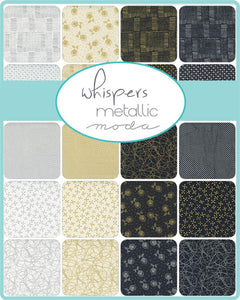 WHISPERS - METALLIC  - Charm Pack - 33550M - by Studio M for Moda - Silver and Gold on White and Black Background - Holiday - Christmas