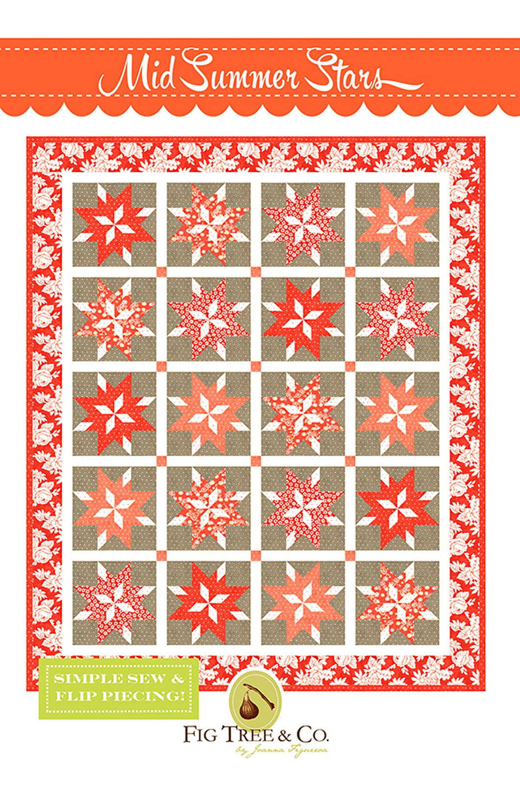 PATTERN:  Mid Summer Stars - Fig Tree Quilts - FTQ1702 - Throw Quillt - Lap Quilt