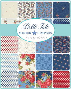 BELLE ISLE - #14927-11 - Red/Blue Dot on Cream -One Half Yard-Minick & Simpson-Moda-Reproduction-Patriotic-Red-White Blue-Paisley-Polka Dots