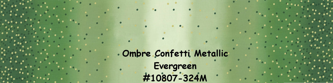 OMBRE CONFETTI METALLIC - Evergreen - #10807-324M - One Half Yard -  by V and Co. for Moda - Modern - Green and Gold Metallic - Gorgeous