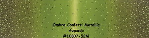 OMBRE CONFETTI METALLIC - Avocado - #10807-52M - One Half Yard -  by V and Co. for Moda - Modern - Avocado Green and Gold Metallic-Gorgeous
