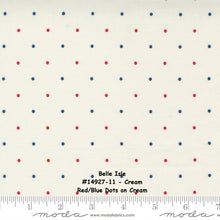 Load image into Gallery viewer, BELLE ISLE - #14927-11 - Red/Blue Dot on Cream -One Half Yard-Minick &amp; Simpson-Moda-Reproduction-Patriotic-Red-White Blue-Paisley-Polka Dots
