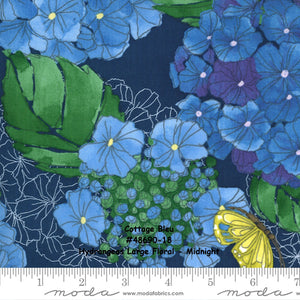 Cottage Bleu - 48691-17 - Butterflies - Sky - ONE HALF YARD - by Robin Pickens for Moda - Modern - Butterfly Print - Blue
