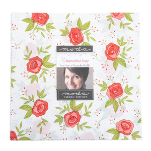 BEAUTIFUL DAY - Layer Cake - #29130 - by Corey Yoder for Moda - Red - Green - Grey - Pink - Quilt Panels:  Red-White and Red-Green-White