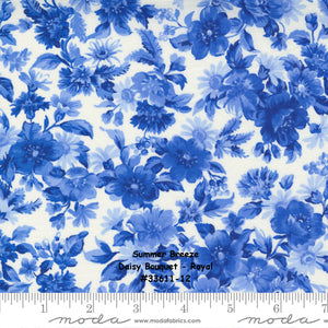 SUMMER BREEZE 2021 - Daisy Bouquet - Sky Multi - 33611-15 - by Moda - Classic - Blue - Yellow - Sky Background - Floral - One Half Yard
