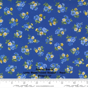 SUMMER BREEZE 2021 - Little Bloom-Tossed Bouquet - Sky Multi - 33613-15 -One Half Yard - by Moda - Classic - Blue -Yellow - Floral-Backing